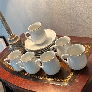 Vintage White Porcelain Tea Cup Set